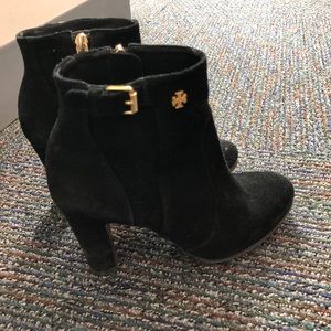 Tory Burch Milan Mid-heel Suede Booties Black Sz 6